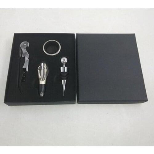 30set 4 Pcs/Set Stainless Steel Wine Bottle Opener Set Hippocampus Knife Stopper Pourer Accessories Bar Tools LX7918