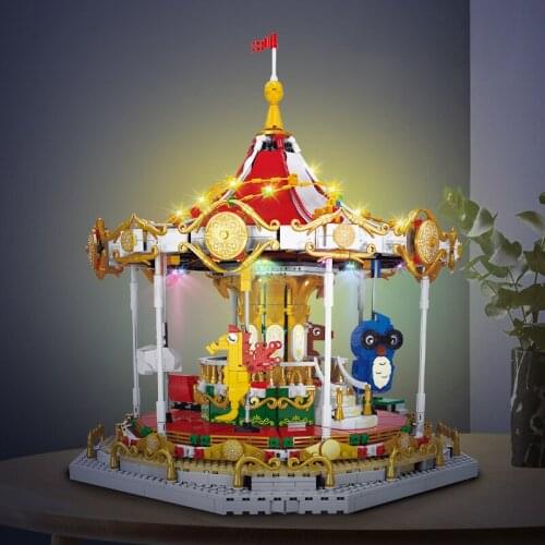 The Amusement Park Style Series high-tech Motor Building Blocks Carousel Model With Figures Bricks Toys for Childs Gift
