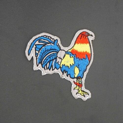 Cock rooster Patch Embroidered Applique Sewing Label punk biker Patches Clothes Stickers Apparel Accessories Badge