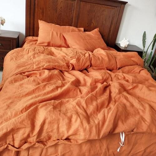 Linen Duvet Cover Set - Orange