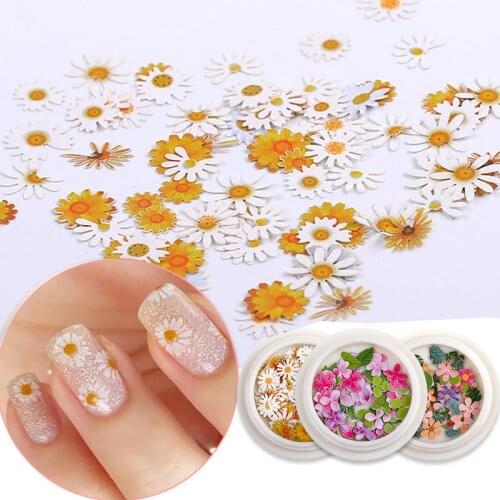 Resin Filling 50pcs/Box Mixed Simulation Flowers Nail Art Accessories Wood Pulp Chips For DIY Epoxy Resin Mold Finger Decoration