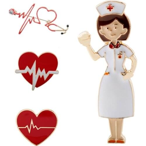 Pro Vaccine Brooch Creative Medical Heart Enamel Pin Badge Shirt Clothes Bag Pins Metal Brooches for Ladies