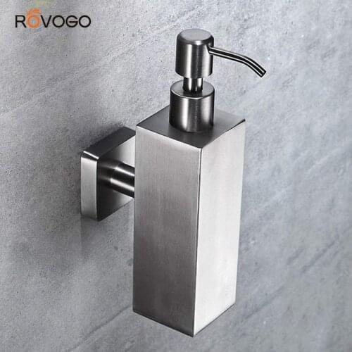 ROVOGO 304 Stainless Steel Manual Liquid Soap Dispenser Shampoo Lotion Pump Dispenser Wall Mount for Bathroom Kitchen (Brushed)