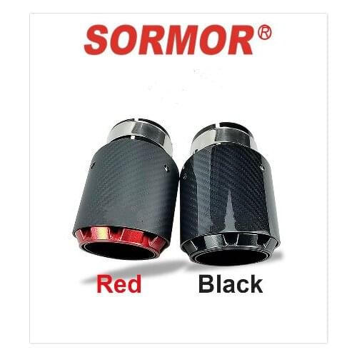 SORMOR the Newest Style Customize Muffler Carbon Fiber with Red Plated Modified Universal Car Exhaust Tipe