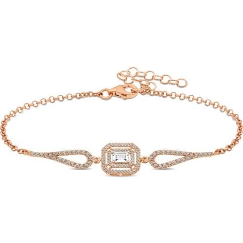 Tevuli 925 Sterling Silver Rose Dikdörtgenl Baget Bracelet