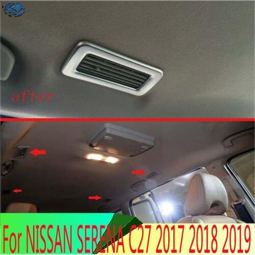 For NISSAN SERENA C27 2017 2018 2019 Car Decoration ABS Matte Plated Rear Roof Air Vent Frame Trim Cover