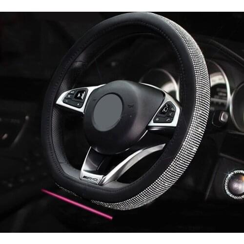Universal D-type Steering Wheel Cover Diamond Car Bling Accessories Interior for Women Girls Car Decoration Dropshipping