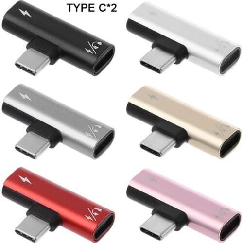 USB C Type C Male to Dual Type C Female Earphone Charge Adapter Cable AUX Audio For Xiaomi Mi 6 6x Huawei P20 Mate 20/10 Pro