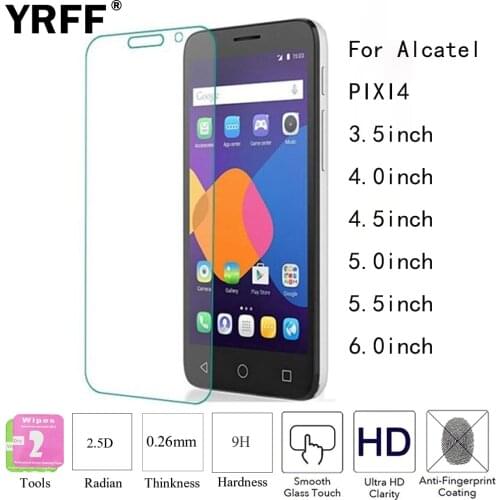 2PCS 2.5D Tempered Glass Protective Screen Protector Film For Alcatel One Touch Pixi 4 Pixi4 3.5'' 4.0'' 4.5'' 5.0'' 5.5'' 6.0