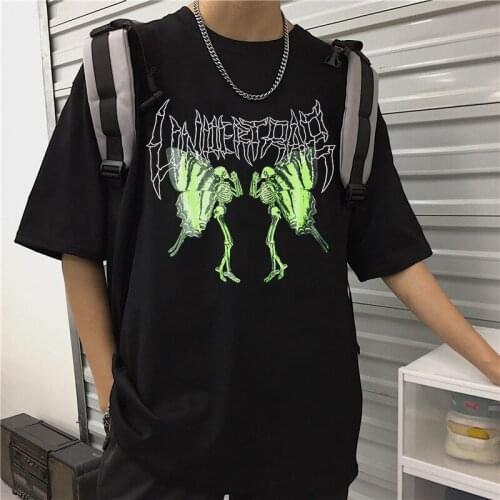 Gothic skull O-neck women tees hip hop vintage female anime t-shirt Big size kpop american clothing casual ins y2k ulzzang tops