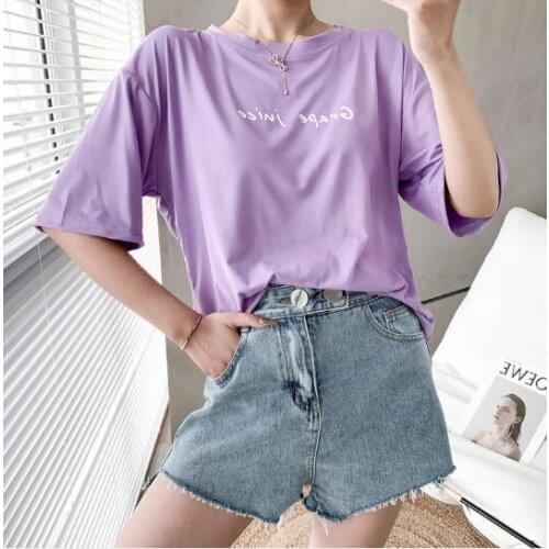 Womens Loose bottoming shirt womens short-sleeved student clothes summer new style