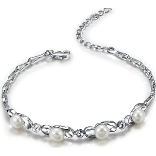 Sinya 925 sterling silver bracelet with excellent luster natural freshwater pearl fine jewelry for women girl Mother sl2030