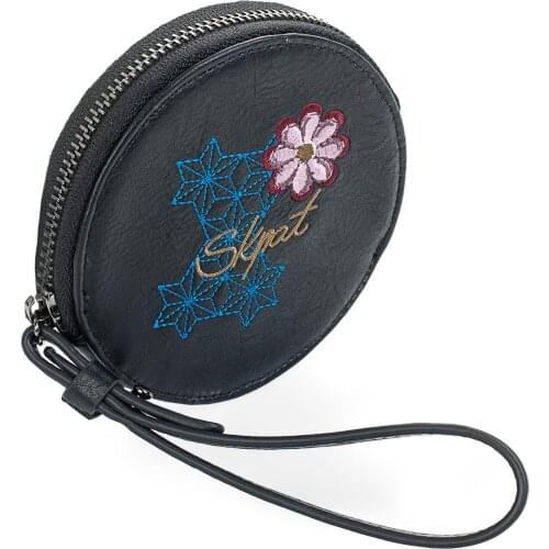 Skpat Collectables Pierre 'S Change Purse Wallet Women Round Leather PU AND Canvas Canvas Print In Color Black 95510