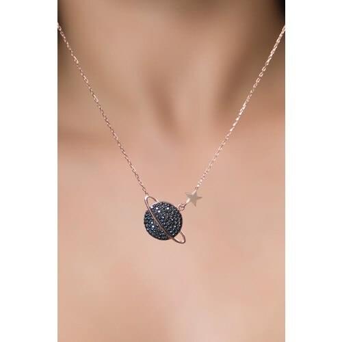 Elika Silver Women 'S Rose 925 Silver Planet Necklace