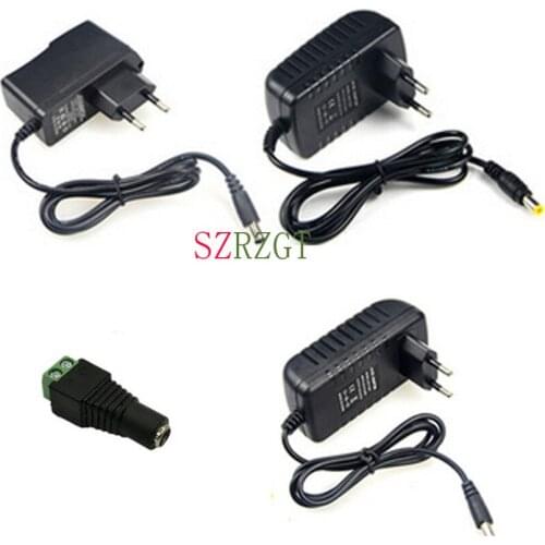 ZU EU Plug AC 100-240V To DC 12V 1A 2A 3A 12W 24W 36W Power Supply Adapter Cord for LED Strip light / with connector