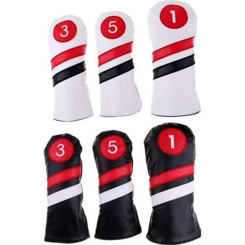 1Pc or 3Pcs Waterproof PU Golf Club Headcovers #1 3 5 Driver Fairway Wood Head Protective Covers Protectors - Universal Fit