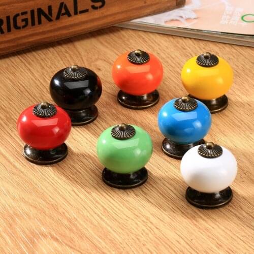 1Pc Round Ceramic Pumpkins Knobs Kitchen Cabinet Door Pulls Handle Cupboard Closet Wardrobe Drawer Furniture Handles and Knobs
