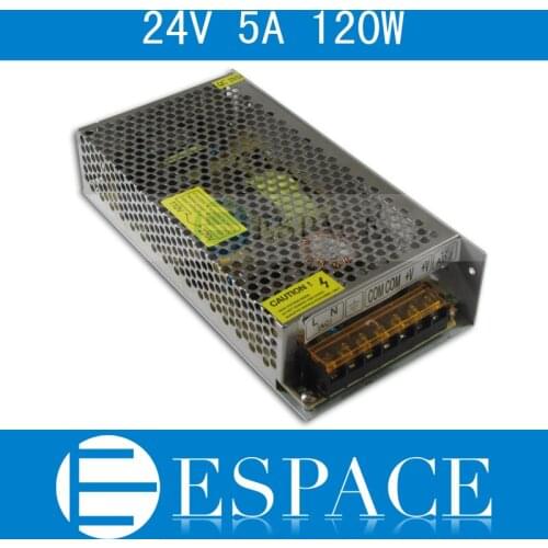 10piece/lot best quality 24V 5A 120W Switching Power Supply Driver for LED Strip AC 100-240V Input to DC 24V free fedex