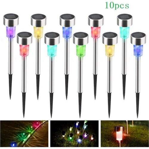 10pcs Stainless Steel Waterproof LED Solar Lawn Lights Outdoor Solar Lamp Garden Decorative Solar Light Yard Lamps