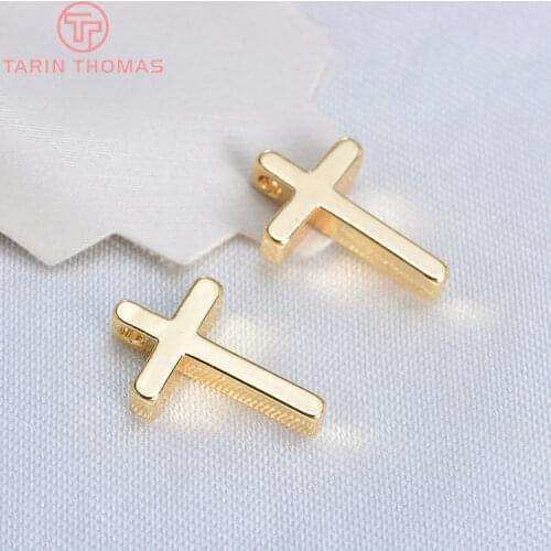 20PCS 13*8MM 24K Champagne Gold Color Plated Brass Small Cross Charms Pendants Diy Jewelry Findings Accessories wholesale