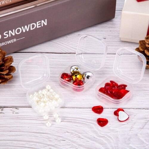 24Pcs Small Clear Plastic Beads Storage Containers Box with Hinged Lid for Storage of Small Items Crafts Hardware