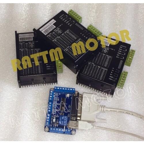 3 Axis CNC controller kit 3pcs NEMA17 NEMA23 Stepper motor Driver 12-50V/4A/128micsteps& 5 Axis breakout board for CNC Router