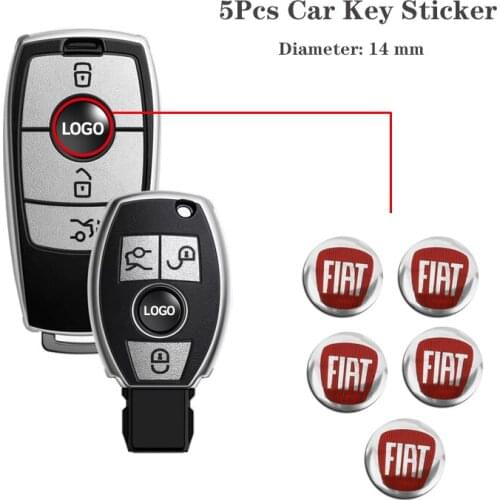 5Pcs 14mm Car Key Logo Stickers Aluminum Alloy For Fiat Doblo Punto Tipo Pondo Albea Idea Linea Strada UNO Abarth Stilo Ducato