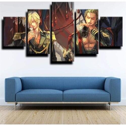 5 Piece Wall Art Canvas Anime Manga Pirate King Pictures Figure Sanji & Solon Posters And Prints Bedroom Decoration Paintings