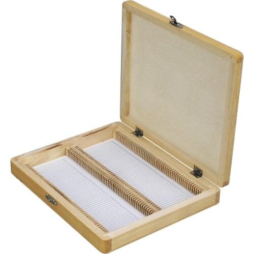 AmScope Microscope Slide Wooden Box (100 Slide Capacity) PS100-WB
