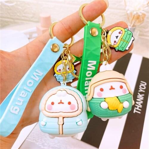 Snowball Cartoon Keychain PVC Material Cute Silicone Doll Car Bag Pendant Couple Fashion Exquisite Accessories Gift Key Ring