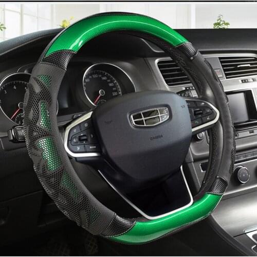 D Shape Steering Wheel Cover Microfiber Leather for Geely Atlas Emgrand EC7 Coolray VW Golf 7 Hyundai Santa fe 2014-2020