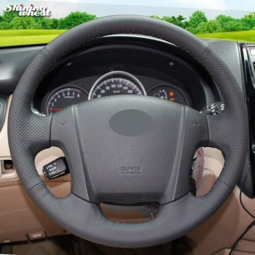 BANNIS Black Genuine Leather Steering Wheel Cover for Kia Sportage 2 2005-2010 2009 Sportage