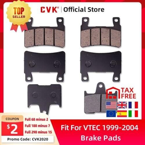 CVK 1 Set High Quality Brake Pads Disks Shoes Front And Rear For Honda CB400 VTEC 400 I II 1999 2000 2001 2003 2004 99-04