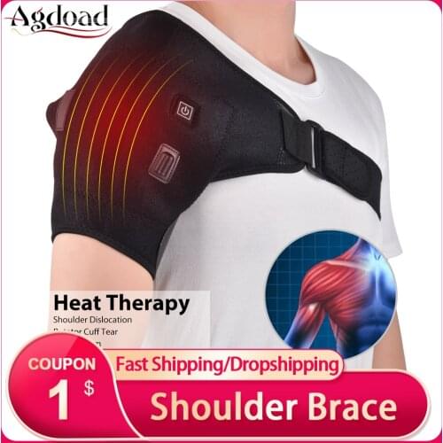 AGDOAD Electric Heat Therapy Adjustable Shoulder Brace Back Support Belt for Dislocated Shoulder Rehabilitation Injury Pain Wrap