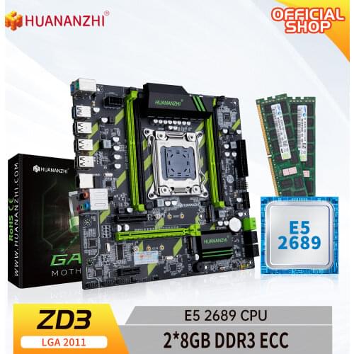 HUANANZHI X79 ZD3 X99 Motherboard with Intel XEON E5 2689 with 2x8GB DDR3 RECC memory combo kit set NVME USB SATA 3.0 M-ATX