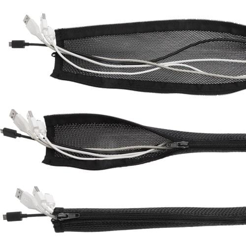 5/10pcs 1M 25mm Cable Sleeve w/ Zipper Flexible Braid Sleeving Wire Cable Management Gland Protection Insulated black white gray