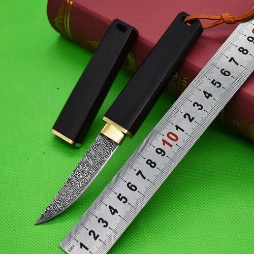 VG10 Damascus Blade Katana Knives Outdoor Small Straight Knife Gifts Mini Combat Portable Knife Camp Pocket Handmade EDC Tool
