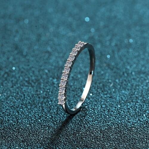 UMQ 925 Sterling Silver Pass Diamond Test Round Excellent Cut Total 0.22 ct Moissanite Ring for Girls Cute Cocktail Jewelry