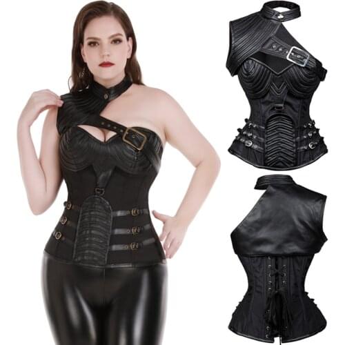 Corsets Gothic Bustiers Sexy Burlesque Corsetlet Waist Trainer Steampunk Tummy Control Slimming Sheath 11 Steel Boned Tops Vest