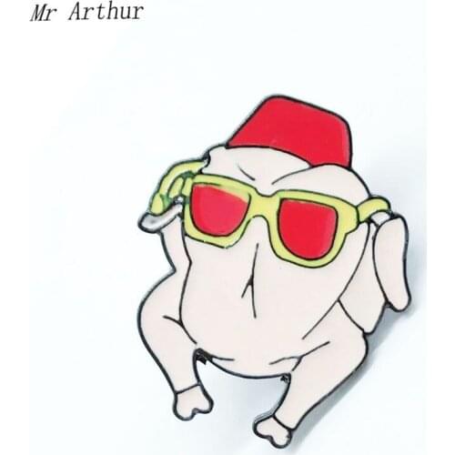 Red Riding Hoods Light Body Enamel With Sunglass Brooch Backpack Clothes Lapel Cute Animal Jewelry Gift for Kids