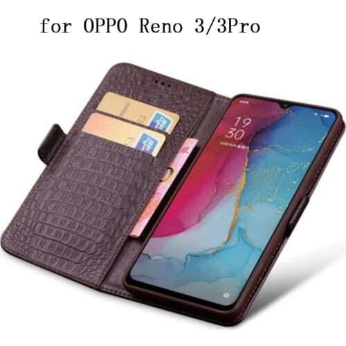 Fashion Wallet Genuine Leather Case with Card Slots Cover for OPPO Reno3 Reno 3 Pro Flip Magnetic Phone Skin for OPPO Reno 3pro