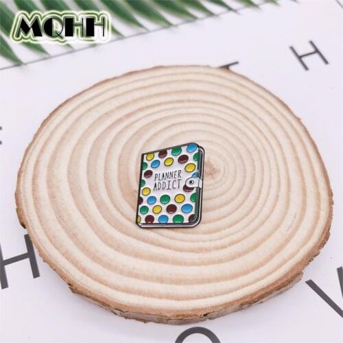 Cartoon Fun Notebook Book Record Color Dot Enamel Brooch Alloy Badge Denim Clothes Bag Pin Cute Sweet Jewelry Gift For Friends