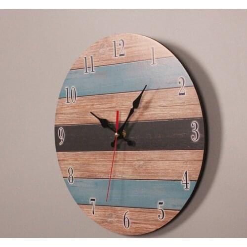 Retro Wall Clock Modern Design Mechanism Vintage Digital Metal European Wooden Roman Craft Wall Clock Home Decorative Gift