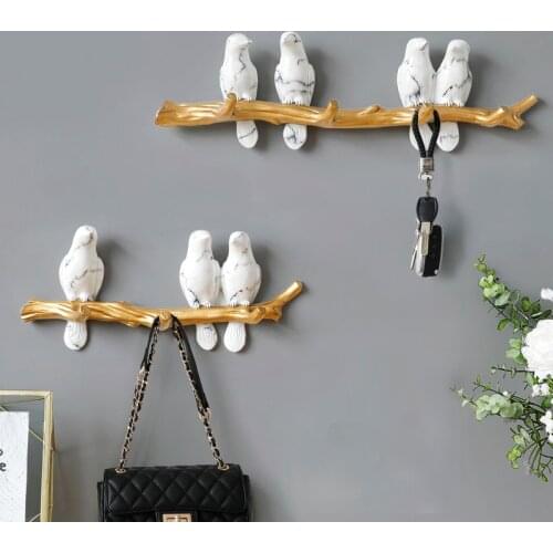 WALL DÉCOR RESIN BIRDS GRAFT WALL HOOK KIDS ORNAMENT KEYS HOLDERS RACK HOME COAT CLOTHES TOWEL HAT HANDBAG HOLDER BAG HANGER