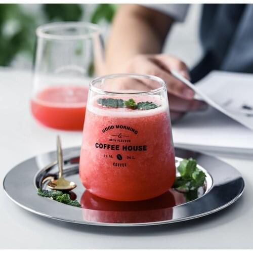 Transparent glass ins wind web celebrity cup female personality household glass drink milk tea cup