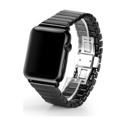 Ceramic bracelet for Apple Watch band se 42mm 38 40 44mm strap Link Bracelet Butterfly Buckle WatchBand for iwatch 6/5/4/3/2/1