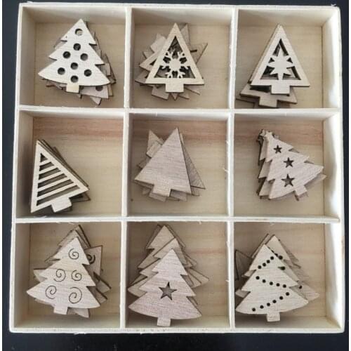 Christmas Wooden Pendants Xmas Tree Hanging Ornaments DIY Wood Crafts For Home Christmas Party New Year Decorations