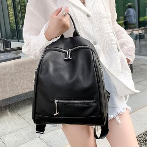 Womens Leather Backpack PU Ladies Travel Rucksack Casual Female Large Capacity Bagpack Fashion Lady Anti Theft Backpack Mochila