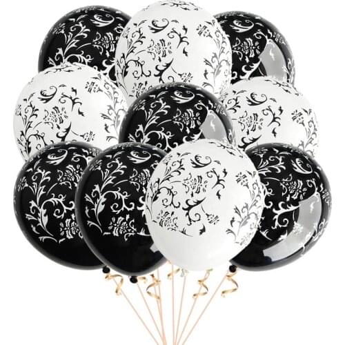 10pcs 12inch Good Quality Damask Print Black White Latex Balloons for Birthday Party Wedding Anniversary Decoration Air Globos