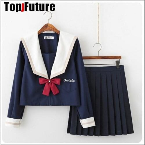 Snow White School Uniforms Girls NAVY Student Suit short Long Sleeve Japanese Cosplay sweet lolity Jk College Sailor TOP SHIRT